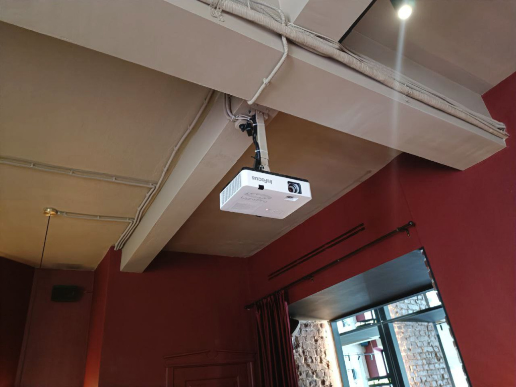 Проектор на потолке в кофейне